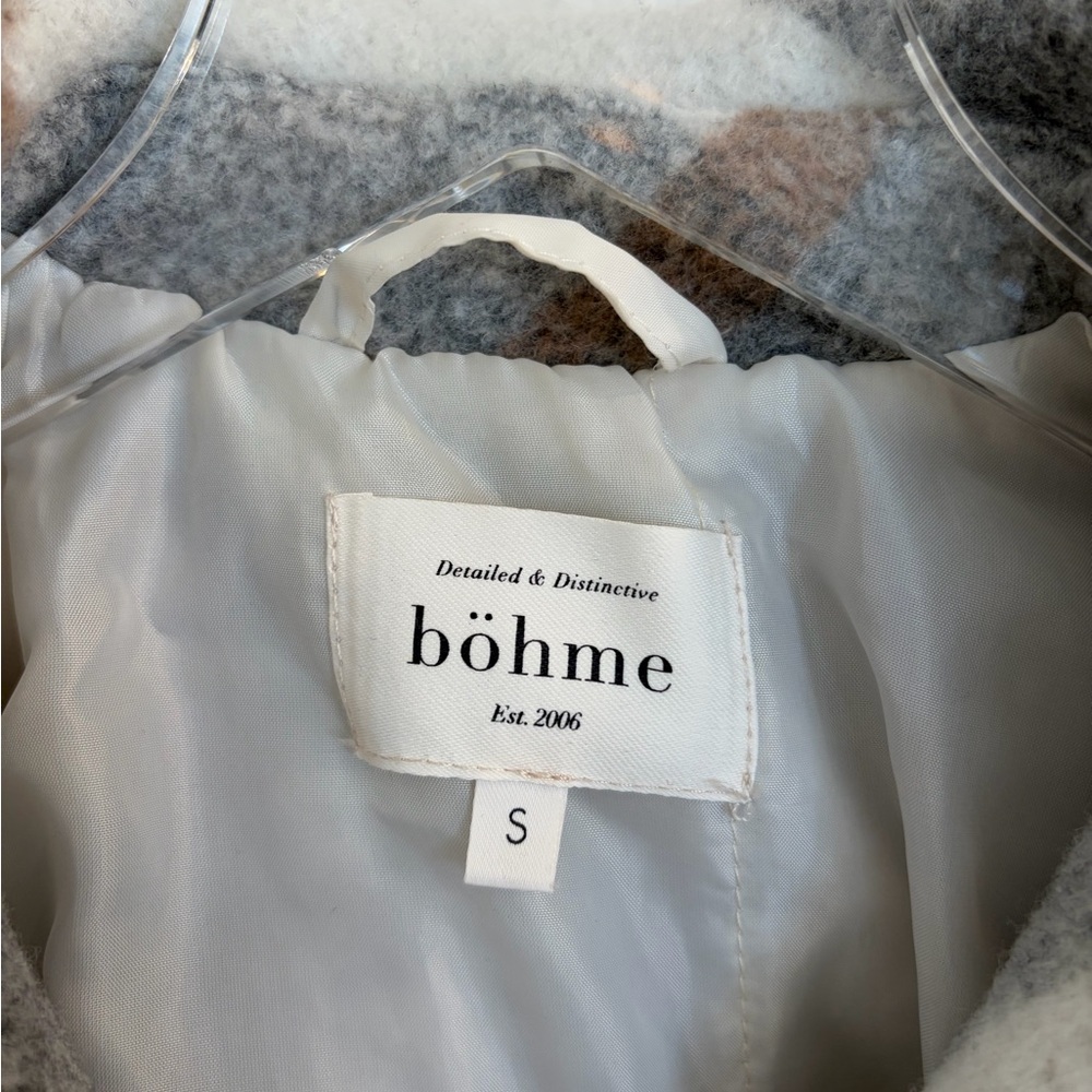 Boheme Plaid Shacket Jacket in Cream Brown Small - Picture 6 of 10